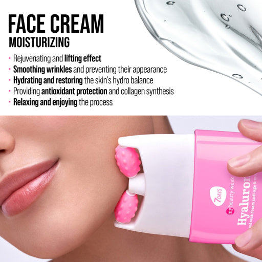 Crema viso ialuronico antiage e idratante con massaggiatore