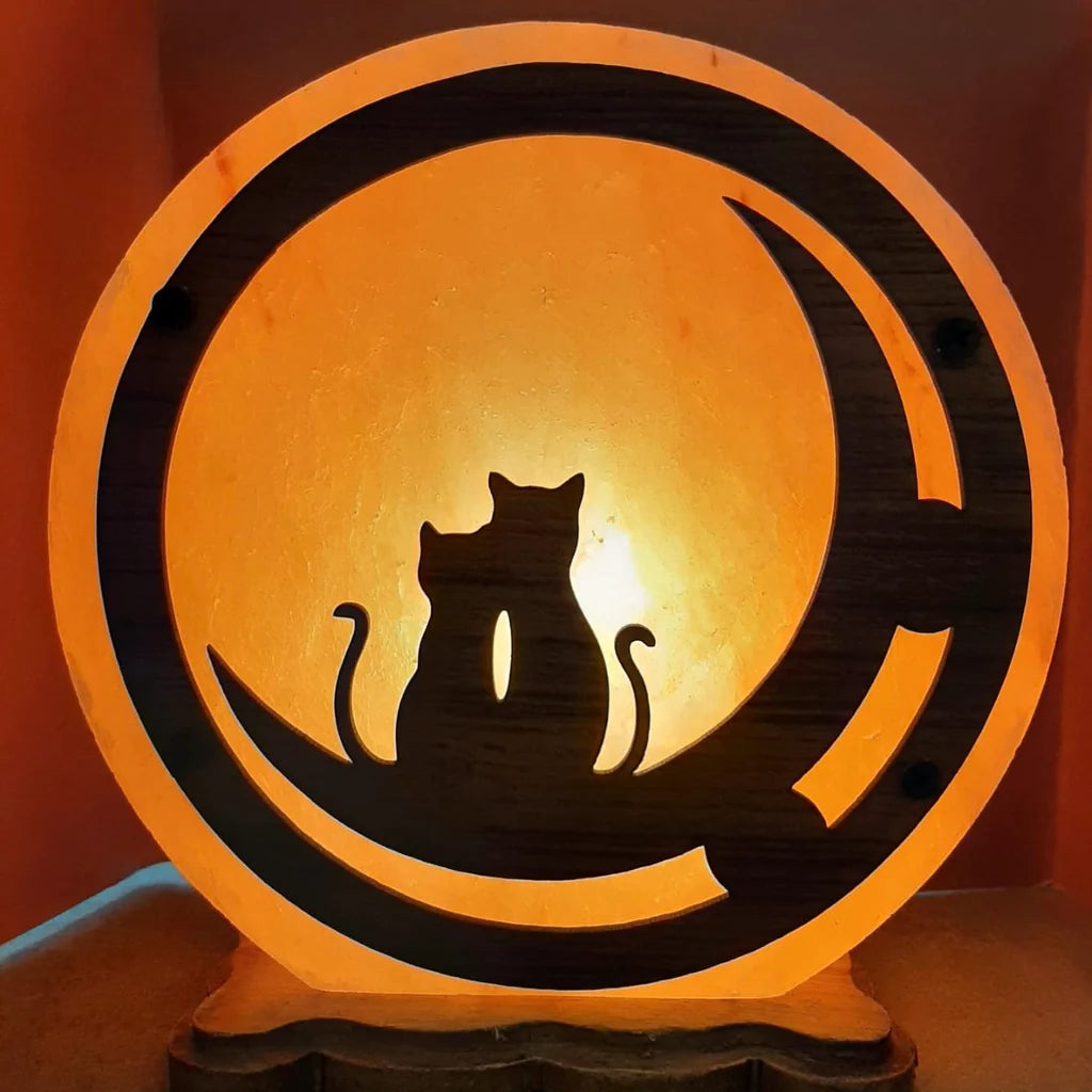 Lampada di Sale Gatti sulla luna