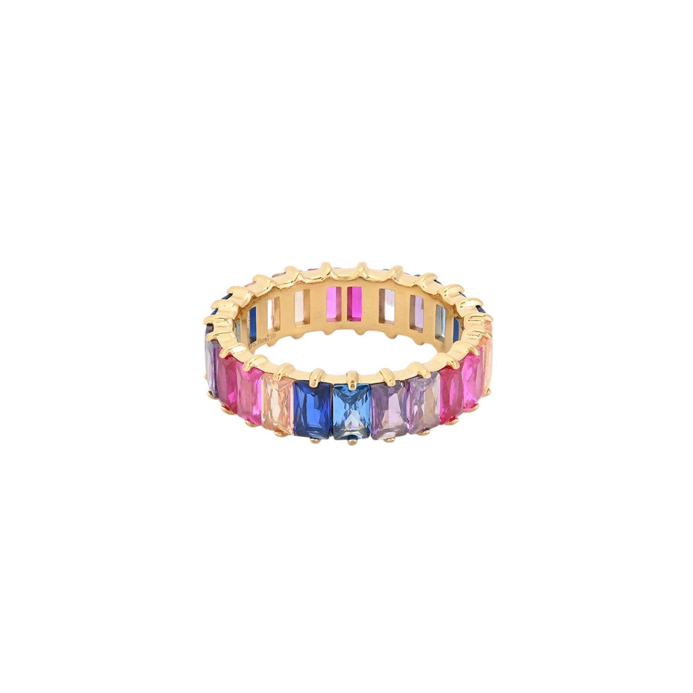 Anello dorato con pietre colorate