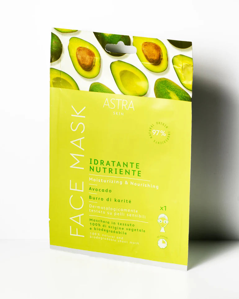 Maschera viso in tessuto idratante e nutriente