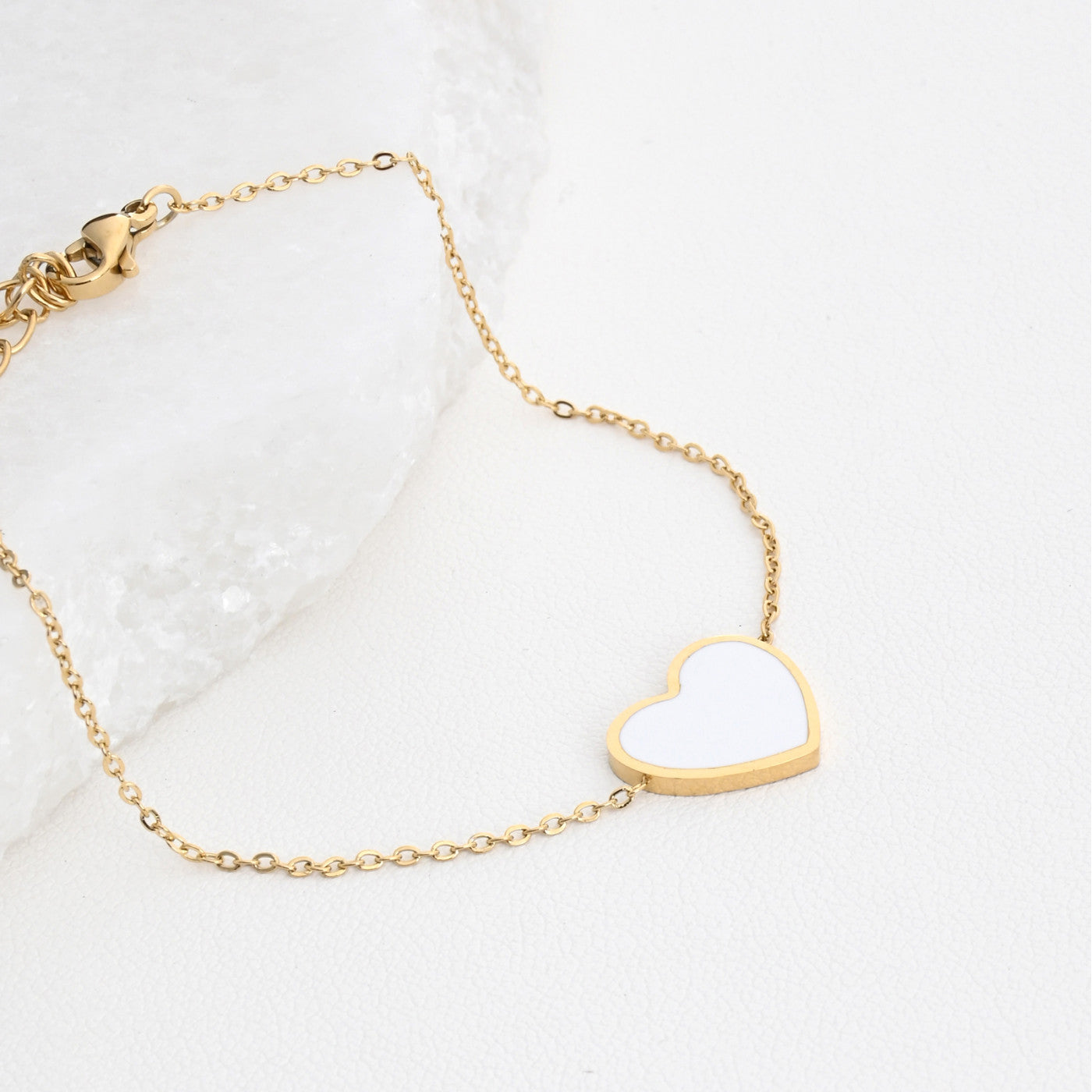 Bracciale in acciaio cuore bianco