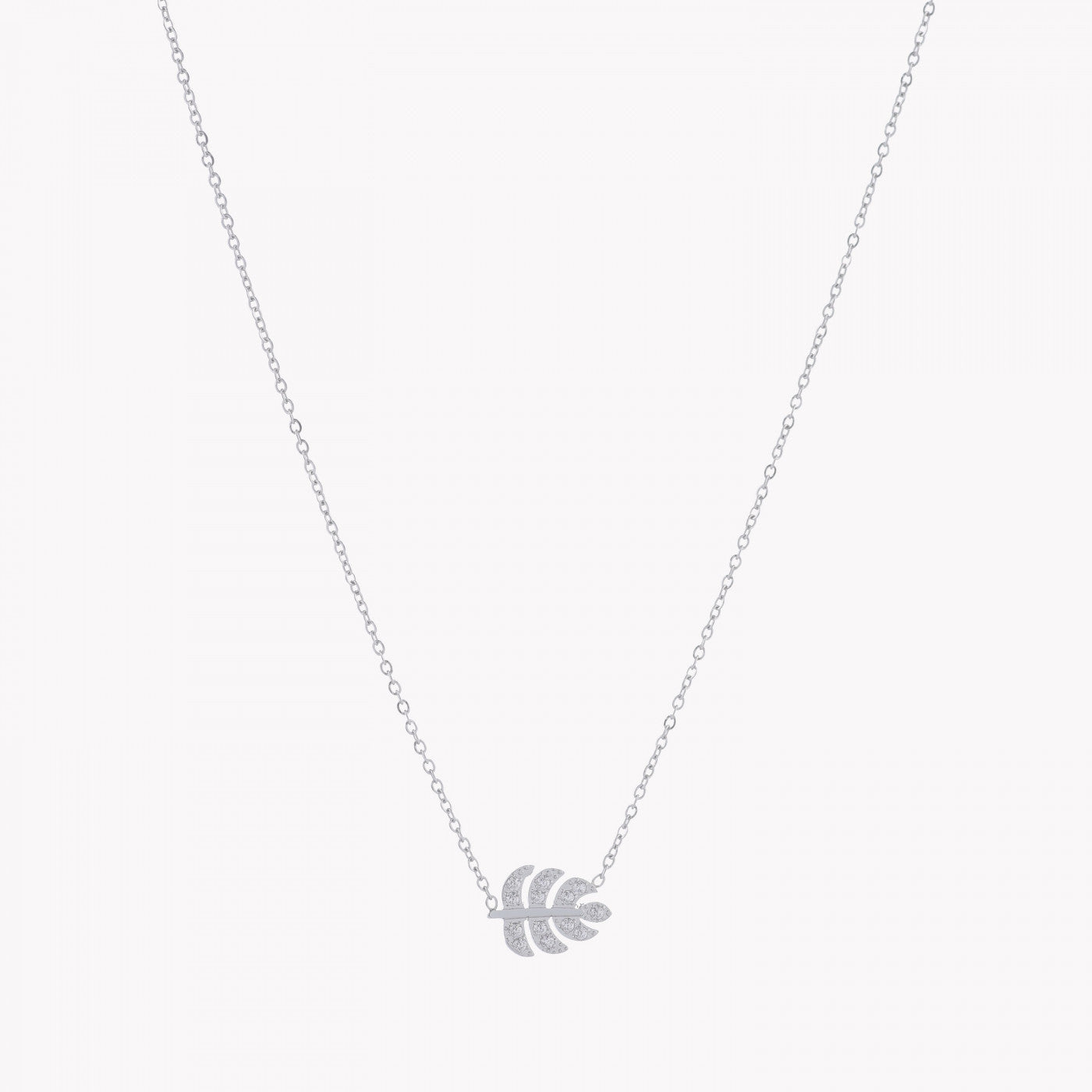 Collana acciaio con foglia di zirconi argentati