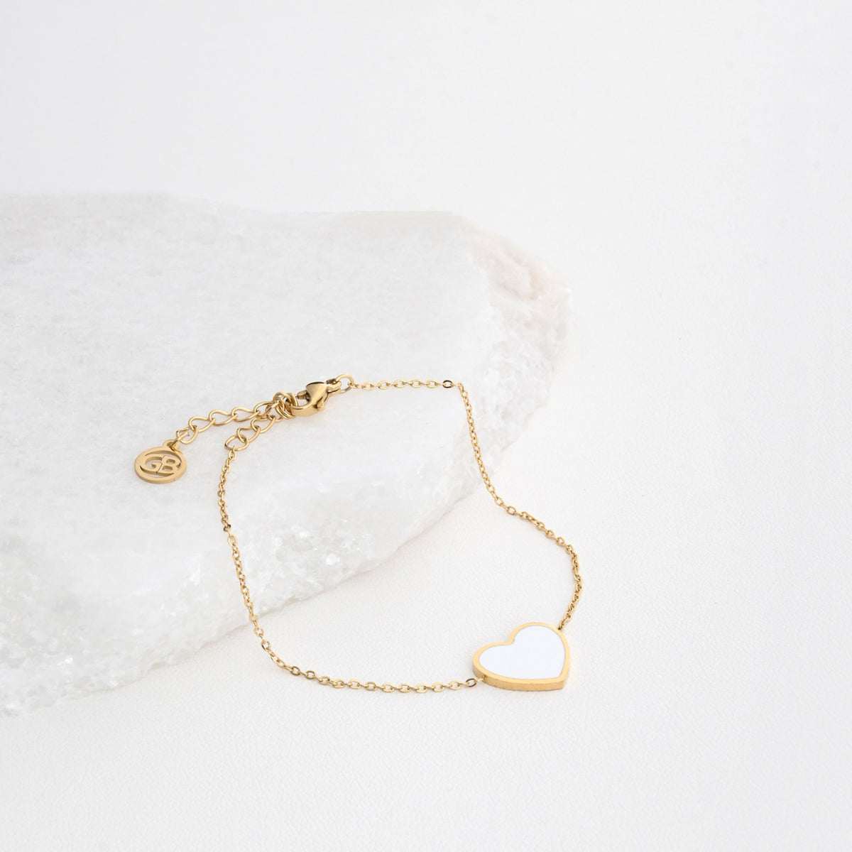 Bracciale in acciaio cuore bianco