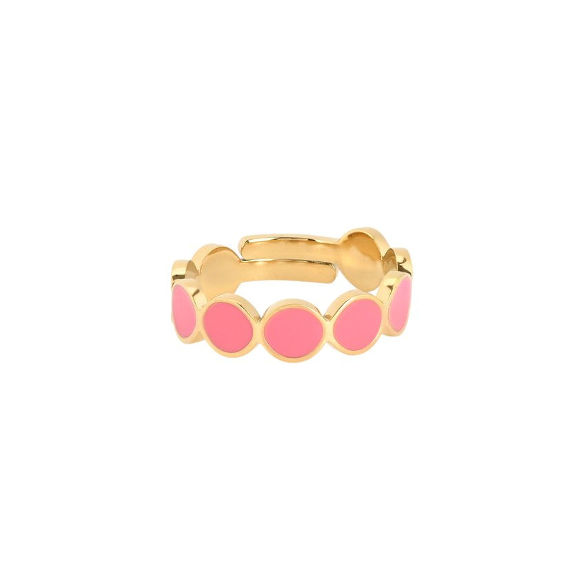 Anello regolabile dorato e rosa