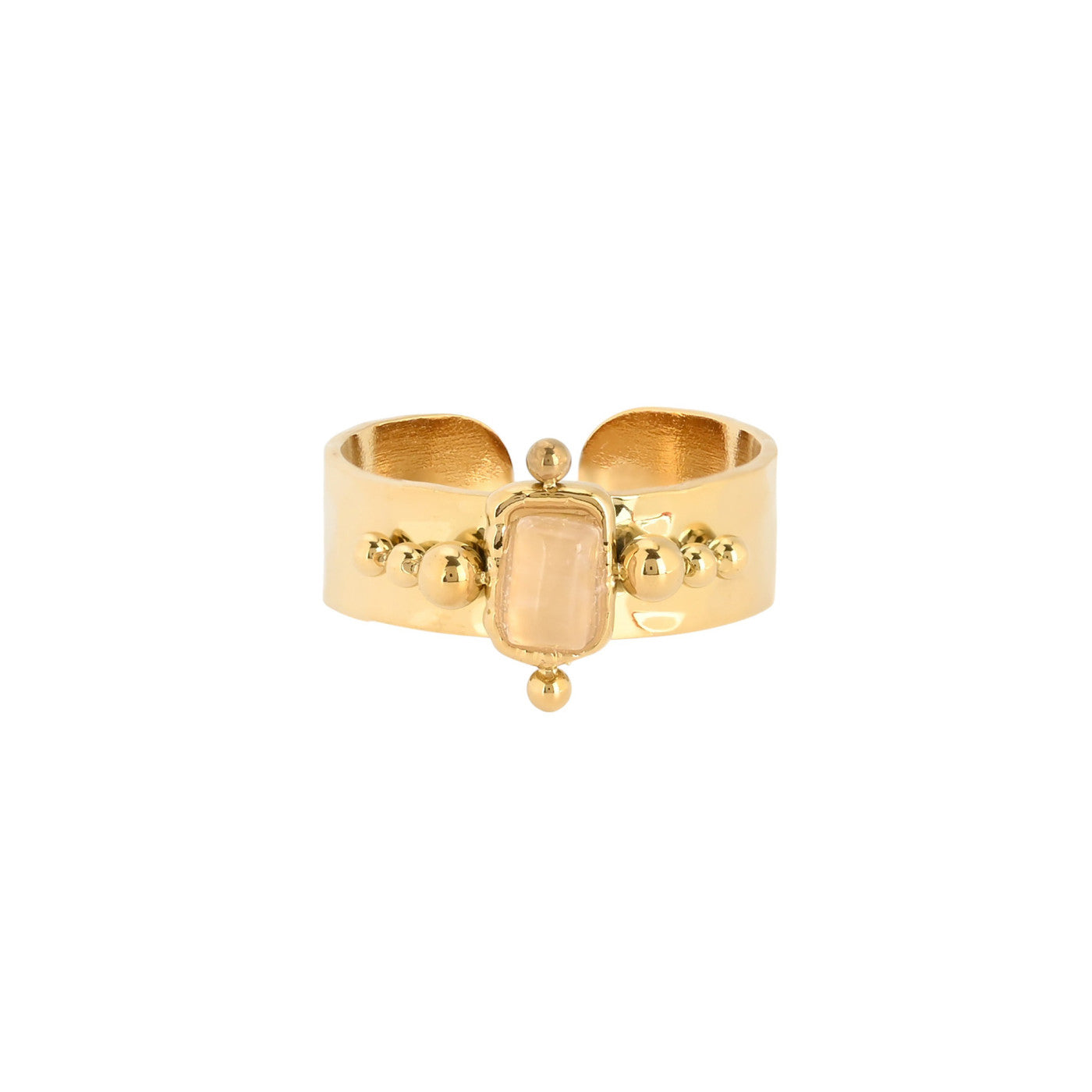 Anello dorato con pietra rettangolare