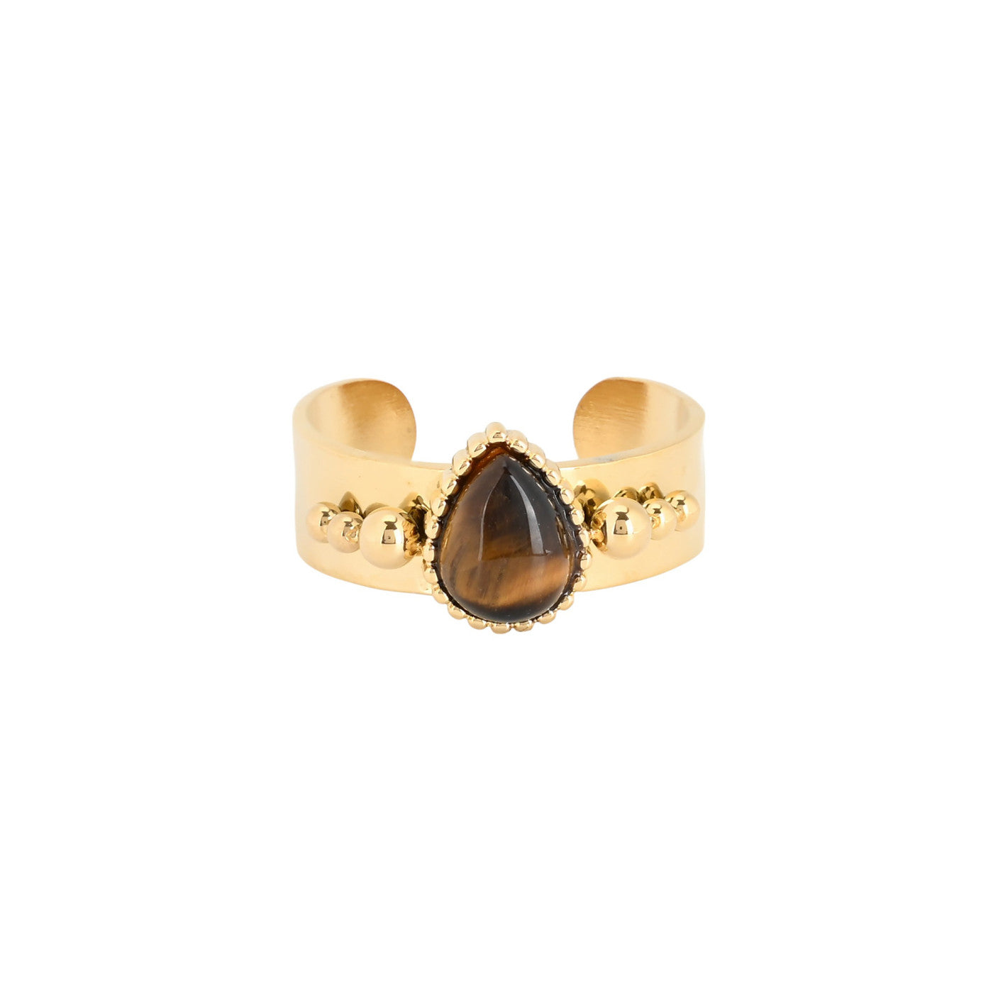 Anello dorato con pietra preziosa a goccia