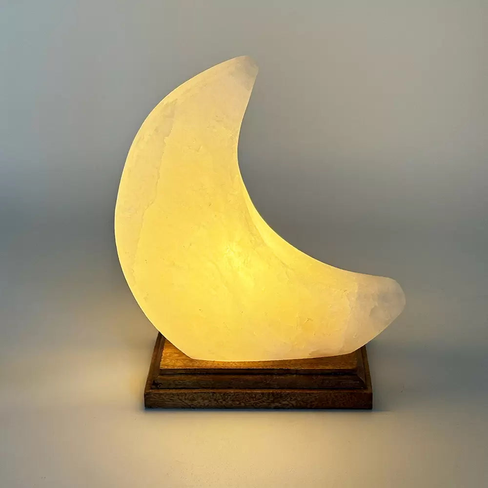 Lampada di Sale Himalayano scolpita a forma di Luna