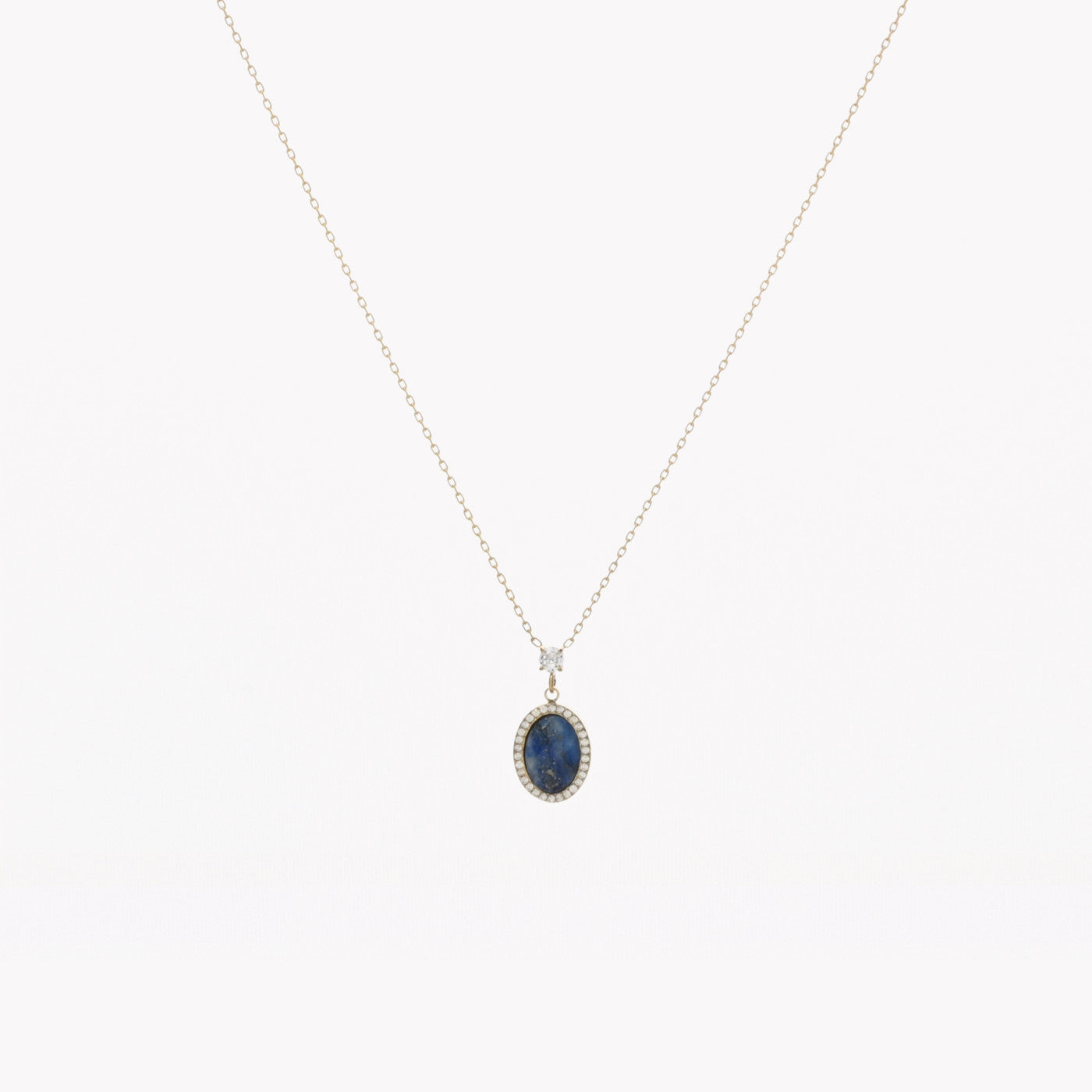 Collana in acciaio ovale pietra naturale blu