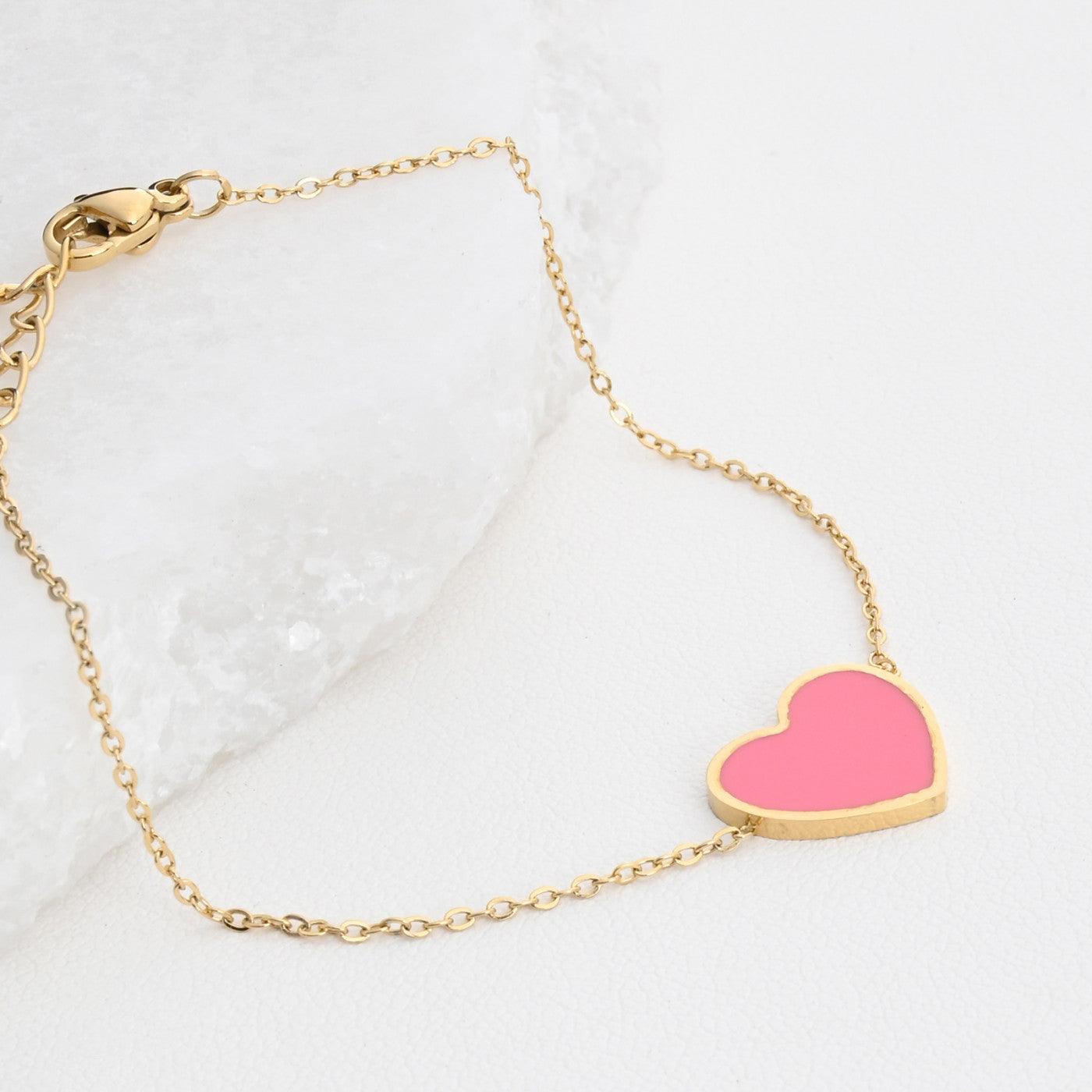 Bracciale in acciaio cuore rosa