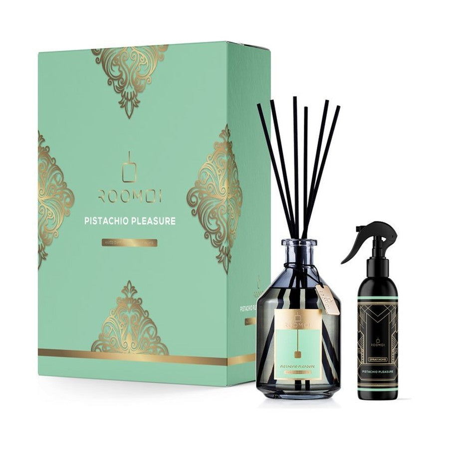 Profumatore ambiente con bastoncini Pistacchio (200 ml + spray ambiente)