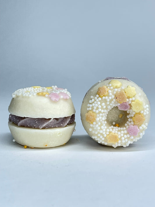 Bagnoschiuma donut (bianco con fiori rosa e gialli)
