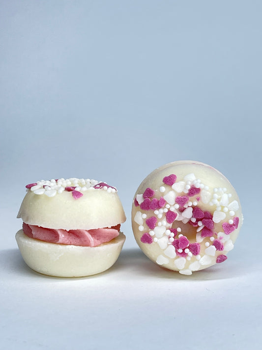 Bagnoschiuma ciambella donut (cuori rosa e bianchi)