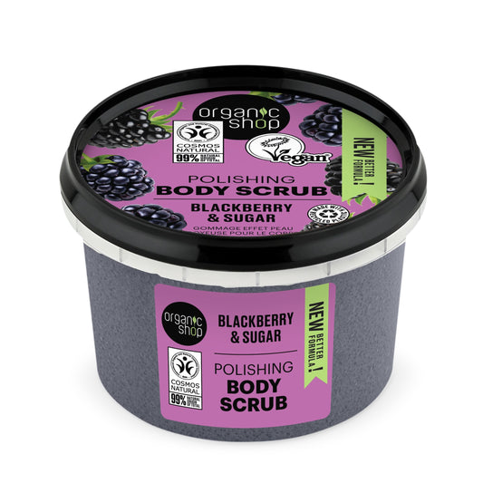 Scrub corpo esfoliante e illuminante mora e zucchero
