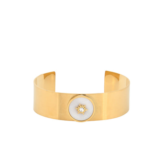 Bracciale rigido bianco e oro