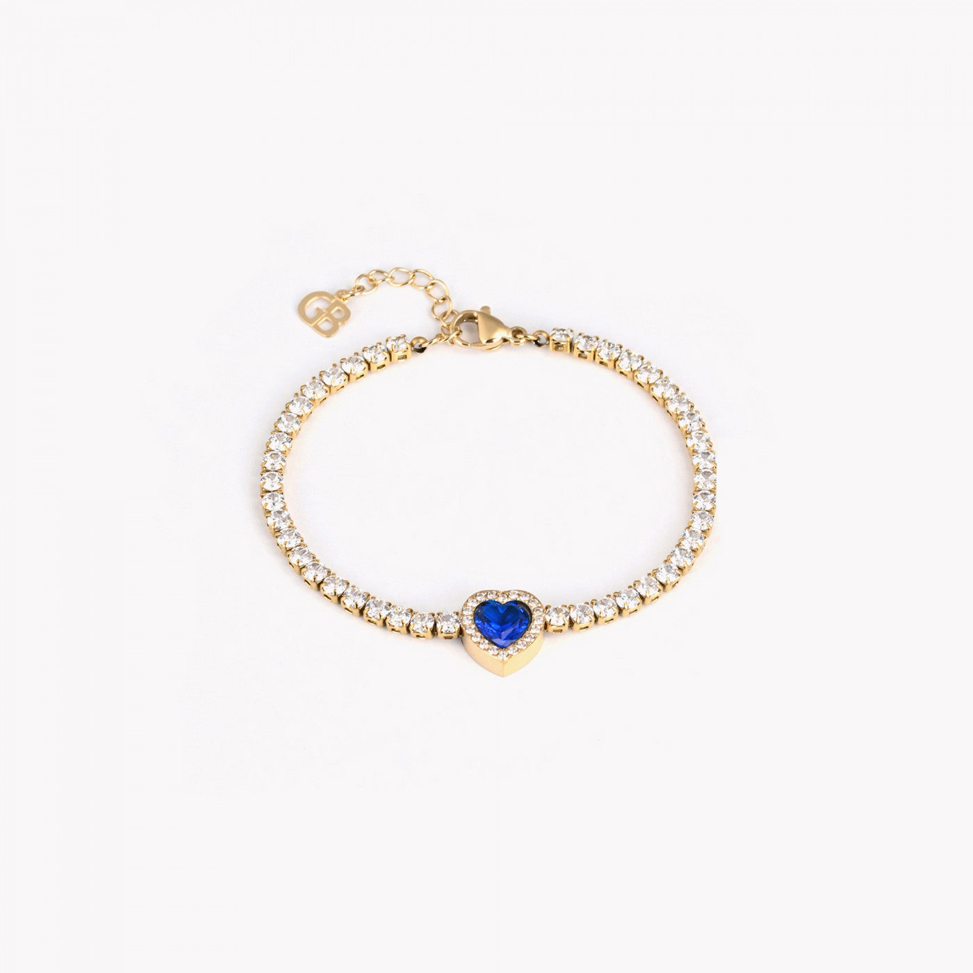 Bracciale in acciaio rivière cuore blu