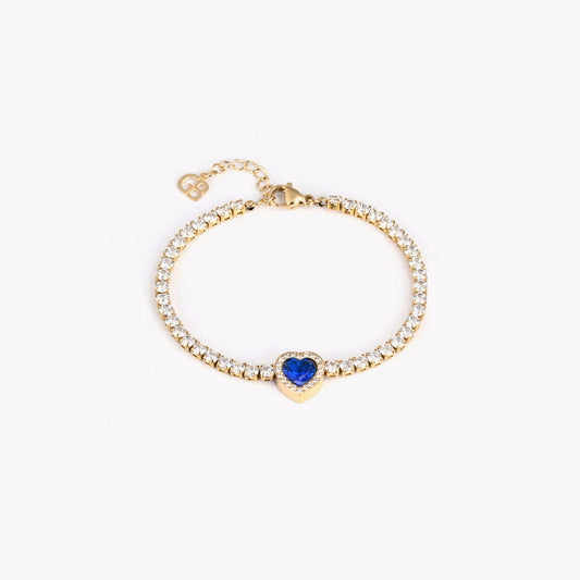 Bracciale in acciaio rivière cuore blu