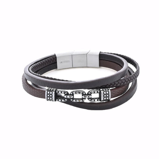 Bracciale uomo in pelle nera