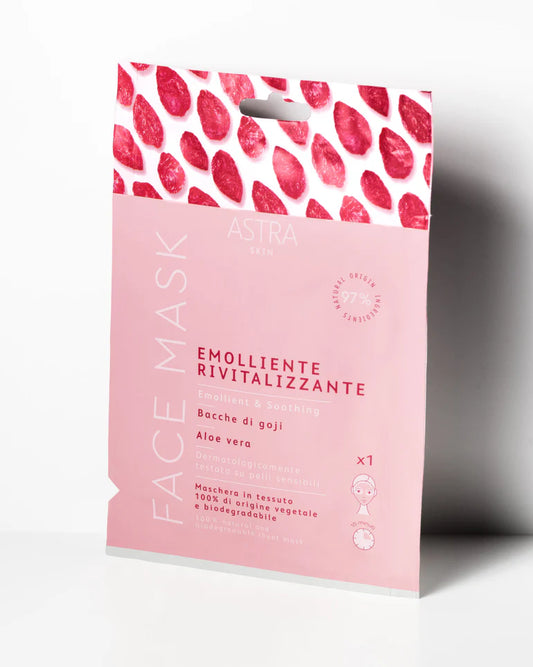 Maschera viso in tessuto emolliente e rivitalizzante