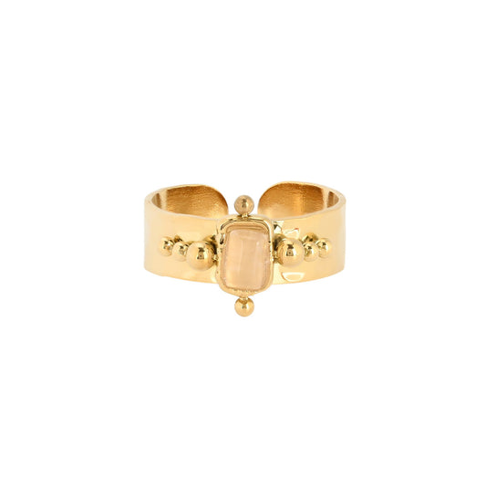 Anello dorato con pietra rettangolare