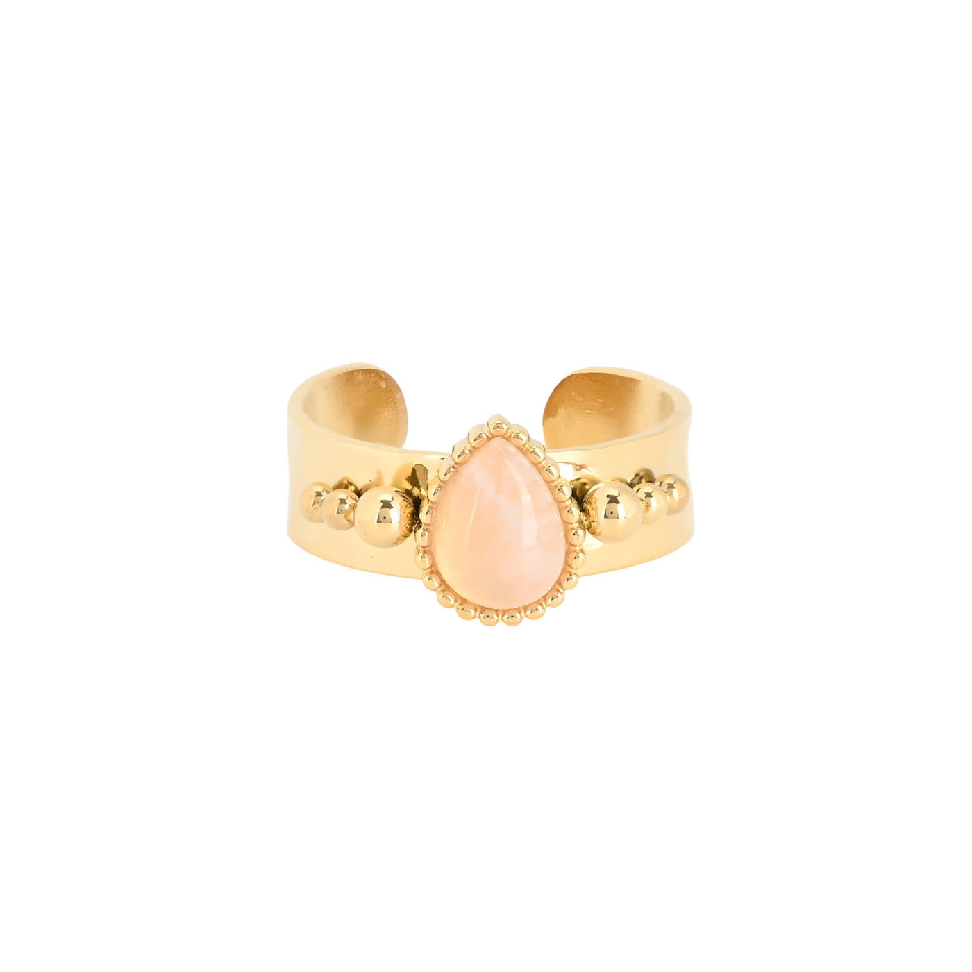 Anello dorato con pietra preziosa a goccia