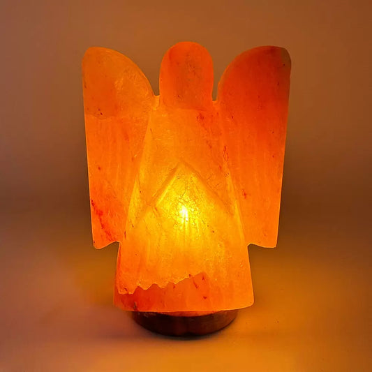 Lampada di Sale Himalayano scolpita a forma di Angelo