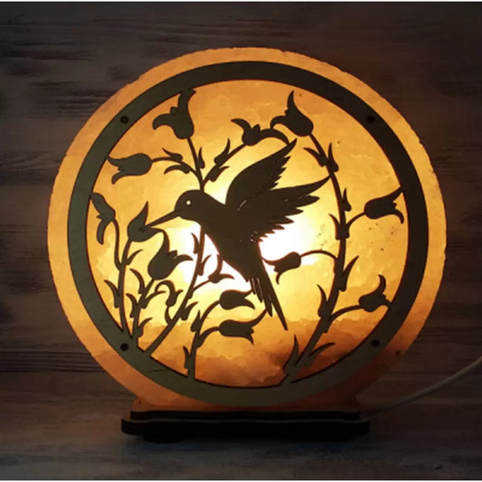 Lampada di sale Himalayano con colibri'