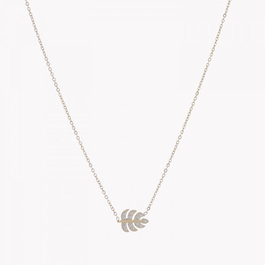 Collana in acciaio con foglia dorata