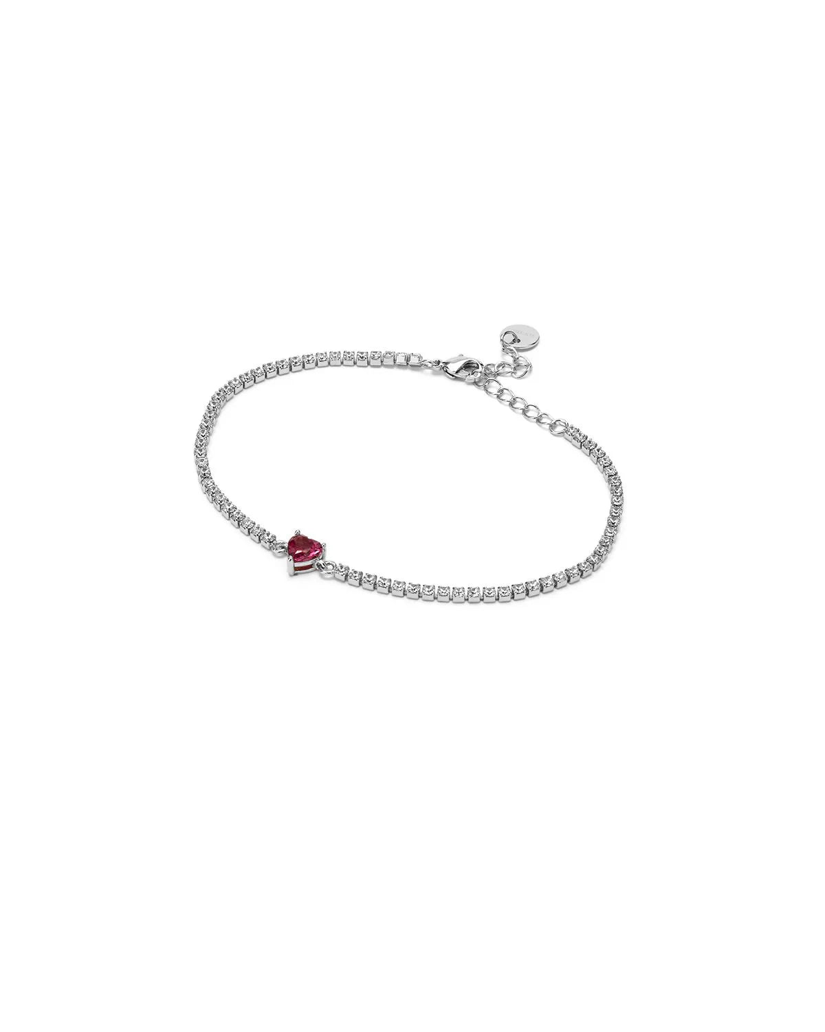 Bracciale Clara argento con cuore fucsia