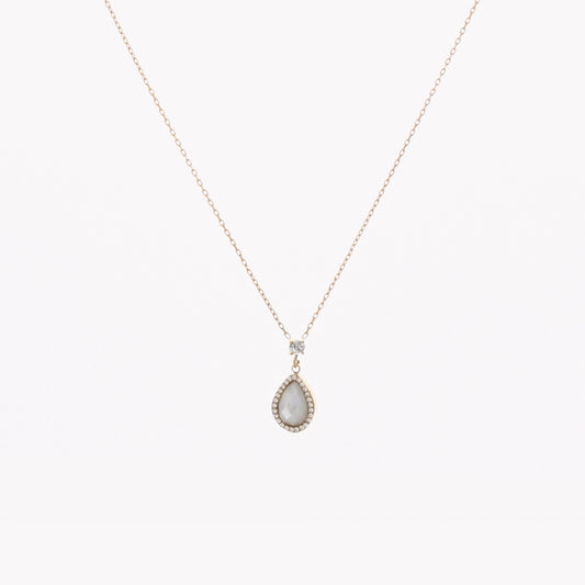 Collana in acciaio con pietra naturale bianca