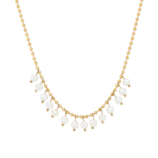 Collana in acciaio con pendenti di perle