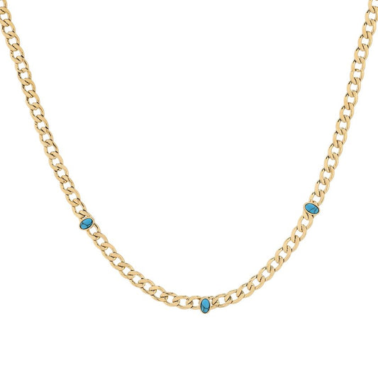 Collana dorata con pietre turchesi